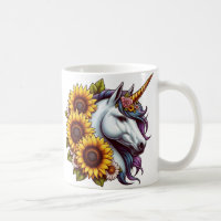Magisches Einhorn und Sonnenblumen