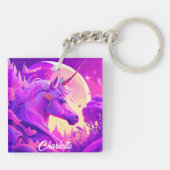 Magisches Einhorn unter dem Mondlicht Schlüsselanhänger (Rückseite)