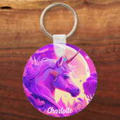 Magisches Einhorn unter dem Mondlicht Schlüsselanhänger (Vorderseite)