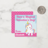 Magisches Einhorn Valentins Klassenzimmer Mitteilungskarte (Vorderseite/Rückseite Beispiel)
