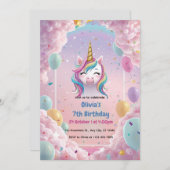 Magisches Einhorn zum Geburtstag Einladung - Regen (Vorne/Hinten)
