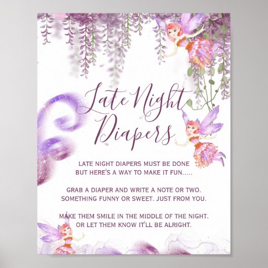 Magisches Fairy Theme Spate Night Diaper Sign Post Poster (Vorne)