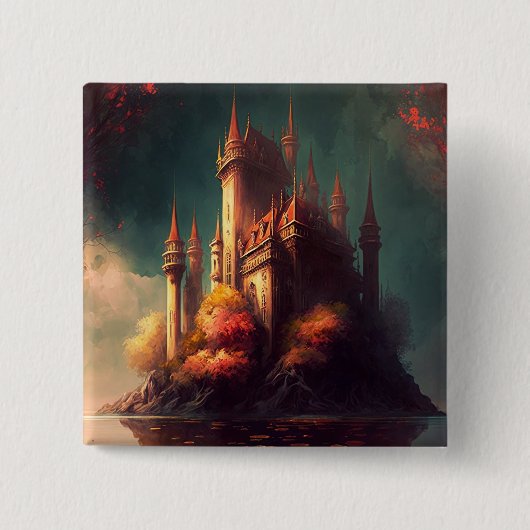 Magisches Fantasy-Schloss Button (Vorderseite)