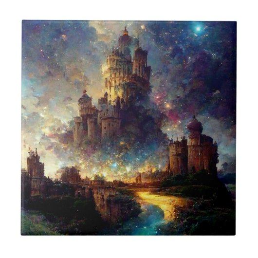 Magisches Fantasy-Schloss Fliese (Vorderseite)