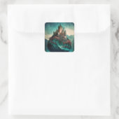 Magisches Fantasy-Schloss Quadratischer Aufkleber (Tasche)