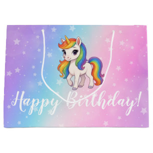 Magisches farbenfrohes Einhorn  Große Geschenktüte