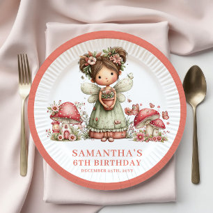 Magisches Feen 6. Geburtstag Rosa Pilz Papier Pappteller