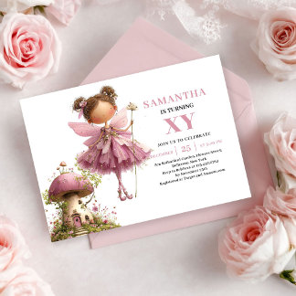 Magisches Feen-Mädchen 3. Geburtstag Florales Rosa Einladung