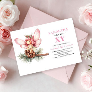 Magisches Feen-Mädchen 4. Geburtstag Rosa Erröten  Einladung