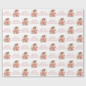 Magisches Feen-Mädchen Errötendes Blumengeburtstag Geschenkpapier (Flach)