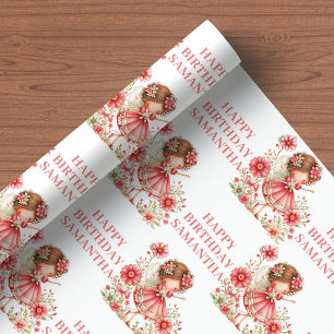 Magisches Feen-Mädchen Errötendes Blumengeburtstag Geschenkpapier