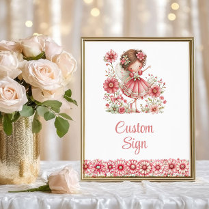 Magisches Feen-Mädchen Errötendes Florales Geburts Poster