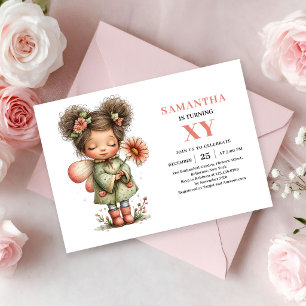 Magisches Feen-Mädchen Geburtstag Rosa Floral Past Einladung