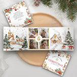 Magisches festliches Winterdorf 4 Foto Weihnachten Dreifach Gefaltete Urlaubskarte<br><div class="desc">Elegante Weihnachtskarte mit schönen Kabinen und geschmückten Weihnachtsbäumen,  die mit Schnee bedeckt sind. Fügen Sie einfach Ihren Text in diese leicht zu bedienende Vorlage ein und schmücken Sie diese Karte mit Ihren Lieblings-Fotos,  um sie zu einer einmaligen Urlaubskarte zu machen.</div>