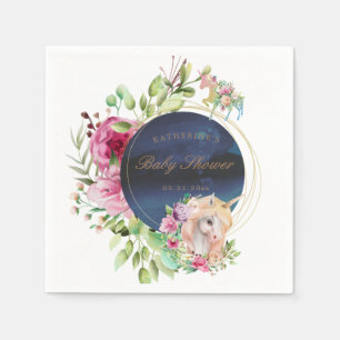 magisches florales Einhorn-Baby-Shower-Papier Serviette