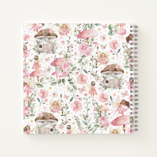 Magisches Forest Fairy Pink Blumengarten Monogramm Notizblock (Rückseite)
