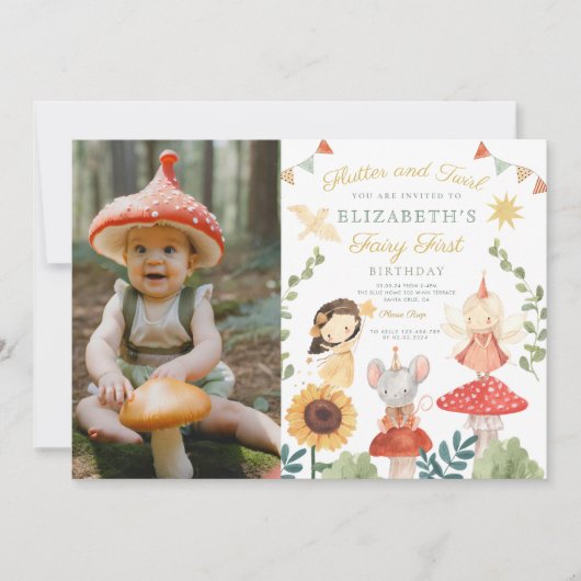 Magisches Foto Verzauberte Fee Erstgeburt Einladung (Vorderseite)