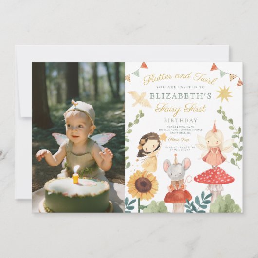 Magisches Foto Verzauberte Fee Erstgeburt Einladung (Vorderseite)
