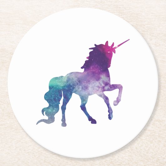 Magisches Funkelnd Prancing-Einhorn Runder Pappuntersetzer (Vorderseite)