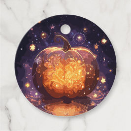 Magisches Glasshen Halloween Pumpkin und Sterne Geschenkanhänger