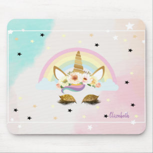 Magisches Glitter-Einhorn, Regenbogen, Sterne Mousepad