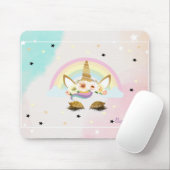 Magisches Glitzer Einhorn, Regenbogen, Sterne Mousepad (Mit Mouse)