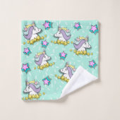 Magisches Glück Einhorn und Sterne Badhandtuch Set (Waschlappen)