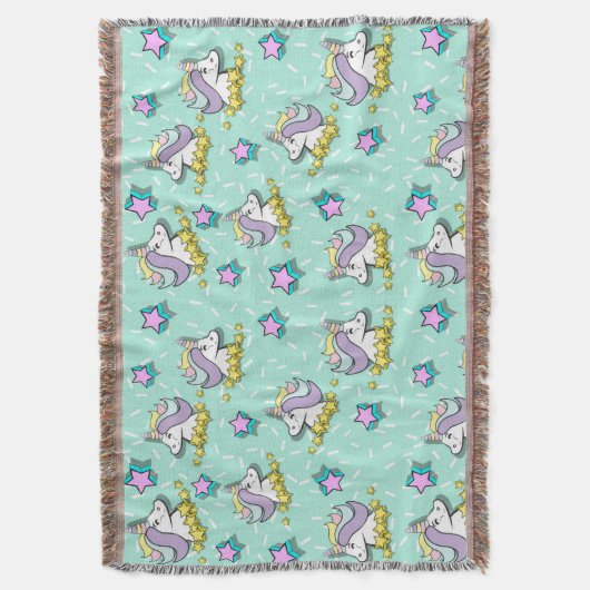Magisches Glück Einhorn und Sterne Decke (Vorderseite Vertikal)