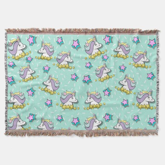 Magisches Glück Einhorn und Sterne Decke (Vorderseite)