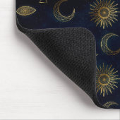 Magisches Gold Moon Sun Sterne Dunkelblaues Muster Mousepad (Ecke)