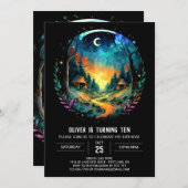 Magisches Grove Adventure erwartet Geburtstag Einladung (Vorne/Hinten)