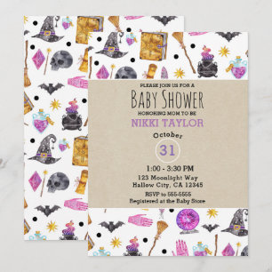 Magisches Halloween-Aquarell Whimsical-Baby-Party Einladung