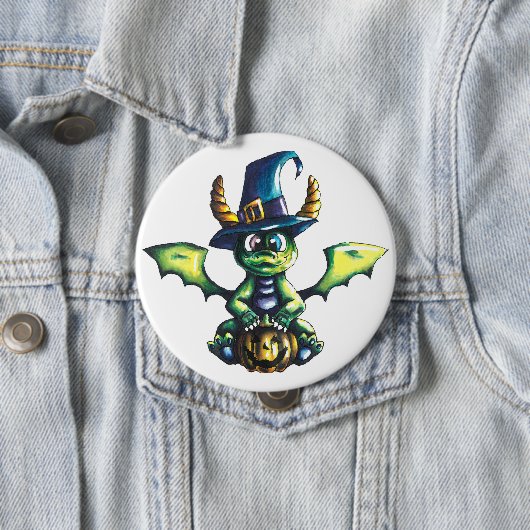 Magisches Halloween-Drachendesign Button (Beispiel)