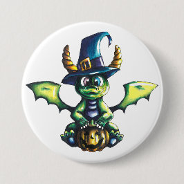 Magisches Halloween-Drachendesign Button