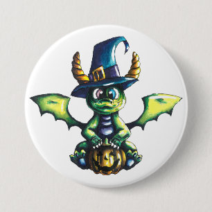 Magisches Halloween-Drachendesign Button