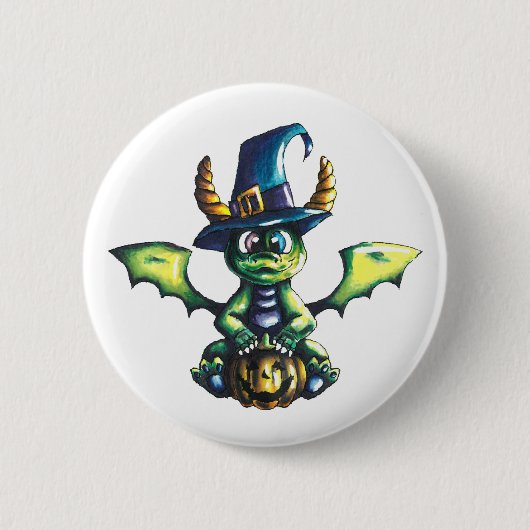 Magisches Halloween-Drachendesign Button (Vorderseite)