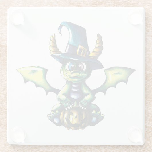 Magisches Halloween-Drachendesign Glasuntersetzer (Rückseite)