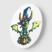 Magisches Halloween-Drachendesign Große Wanduhr (Winkel)