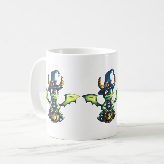 Magisches Halloween-Drachendesign Kaffeetasse (Vorderseite Links)