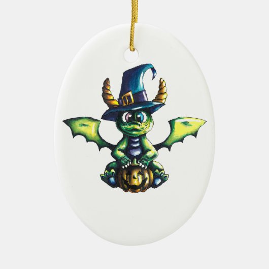 Magisches Halloween-Drachendesign Keramik Ornament (Vorne)