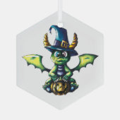 Magisches Halloween-Drachendesign Ornament Aus Glas (Rückseite)