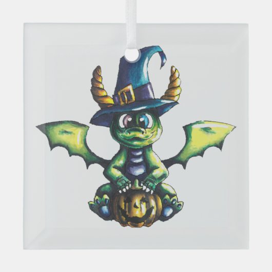 Magisches Halloween-Drachendesign Ornament Aus Glas (Vorderseite)
