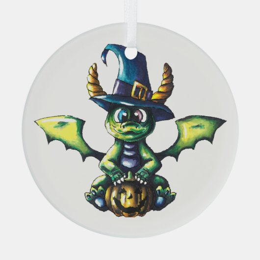 Magisches Halloween-Drachendesign Ornament Aus Glas (Rückseite)