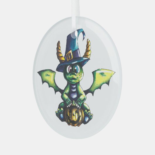 Magisches Halloween-Drachendesign Ornament Aus Glas (Vorderseite links)