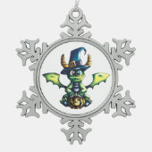Magisches Halloween-Drachendesign Schneeflocken Zinn-Ornament (Vorderseite)