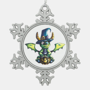Magisches Halloween-Drachendesign Schneeflocken Zinn-Ornament