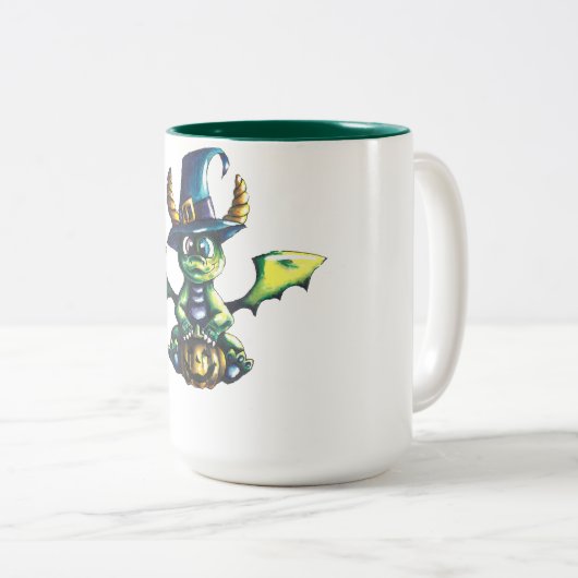 Magisches Halloween-Drachendesign Zweifarbige Tasse (VorderseiteRechts)