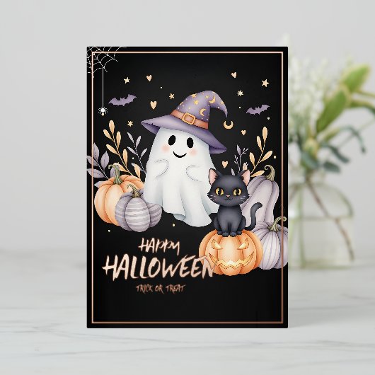 Magisches Halloween-Party Folieneinladung (Stehend vorne)