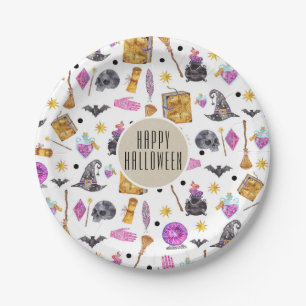 Magisches Halloween-Wasserfarben-Whimsy-Kraft-Fest Pappteller