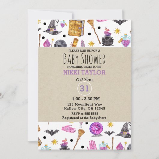 Magisches Halloween Whimsical Baby Dusche Einladung (Vorderseite)